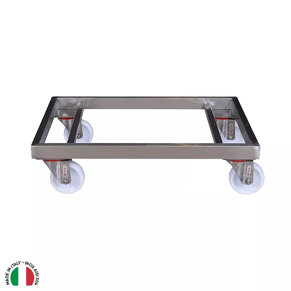 CARRELLO INOX PER VASCA 130 LT. CON RUOTE INOX