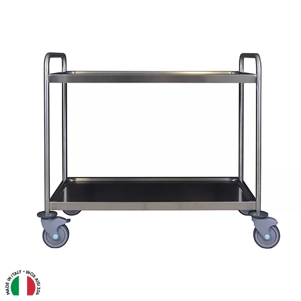 CARRELLO DI SERVIZIO INOX A DUE PIANI cm.100x50x90H