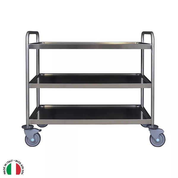 CARRELLO DI SERVIZIO INOX A TRE PIANI cm.100x60x90H