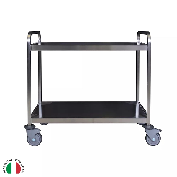 CARRELLO DISPENSA INOX RINFORZATO A DUE PIANI cm. 100x56,5