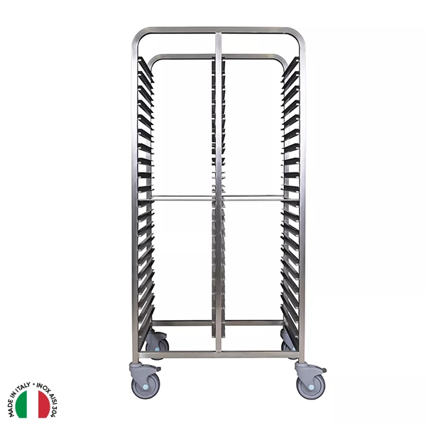 CARRELLO INOX A 40 VANI PER TEGLIE GN 1/1