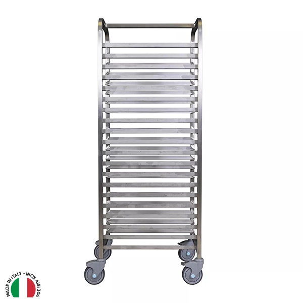 CARRELLO INOX A 20 VANI PER TEGLIE cm. 60x40