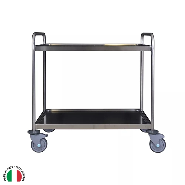 CARRELLO DI SERVIZIO INOX A DUE PIANI cm.80x50x90H