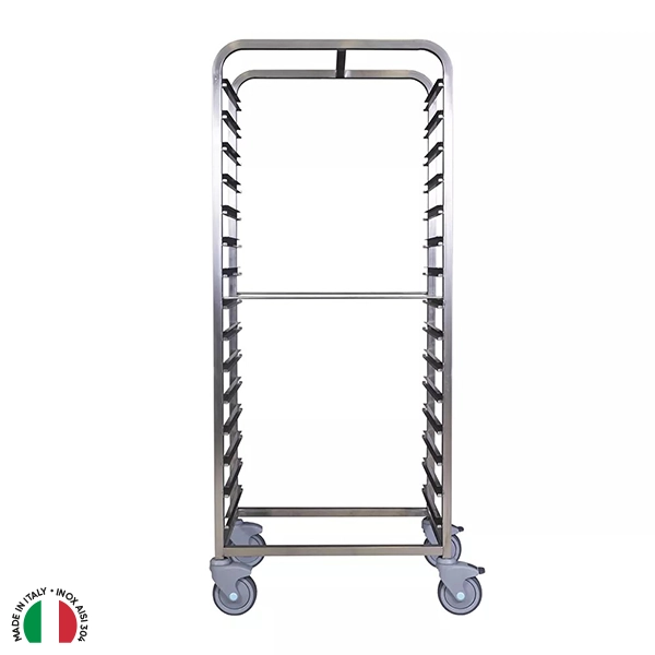 CARRELLO INOX A 15 VANI PER VASSOI cm. 61x41