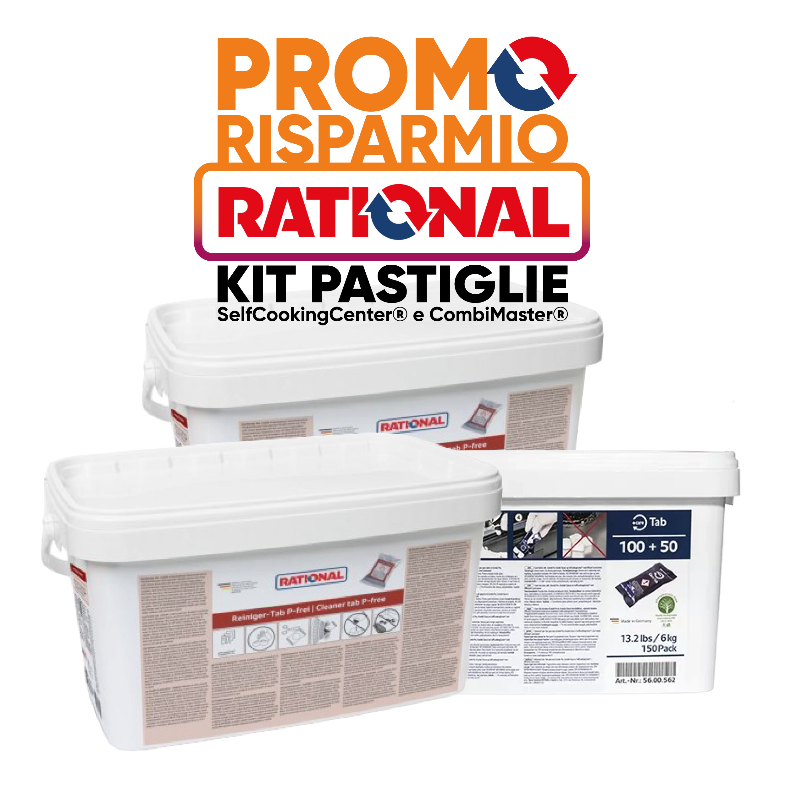 PROMO 2x CONFEZIONE 130 PASTIGLIE DETERGENTE  Efficient CareControl  + 1x BRILLANTANTE CARE-TAB PER FORNO RATIONAL  SCC E COMBIMASTER PLUS --- prezzo netto offerta ----