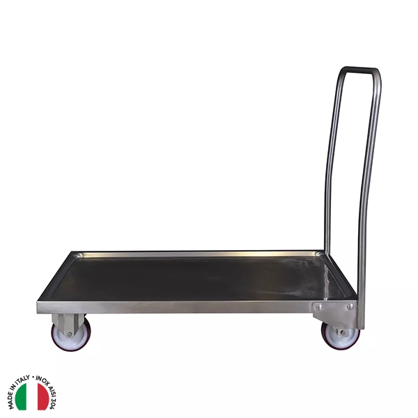 CARRELLO INOX PORTADERRATE CON PIANALE BASSO mm1000X600