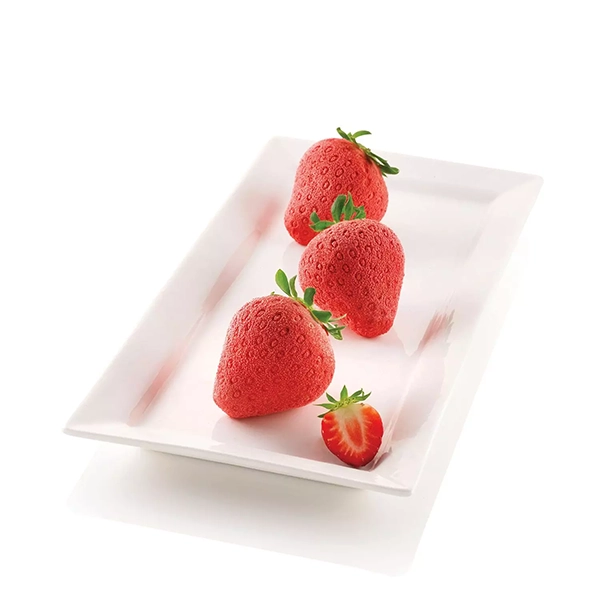 FORMA FRAGOLE E PANNA DA 6 PROFESSIONALE IN SILICONE cm. diam. 5,9x6,1
